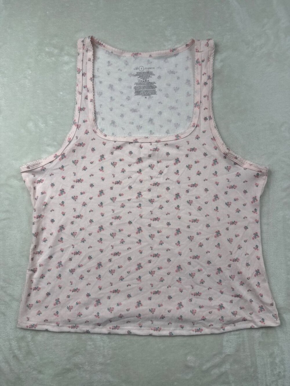 Live2Lounge Womens Floral Pajama Set XL Tank Top Button-Up Pants Pink
